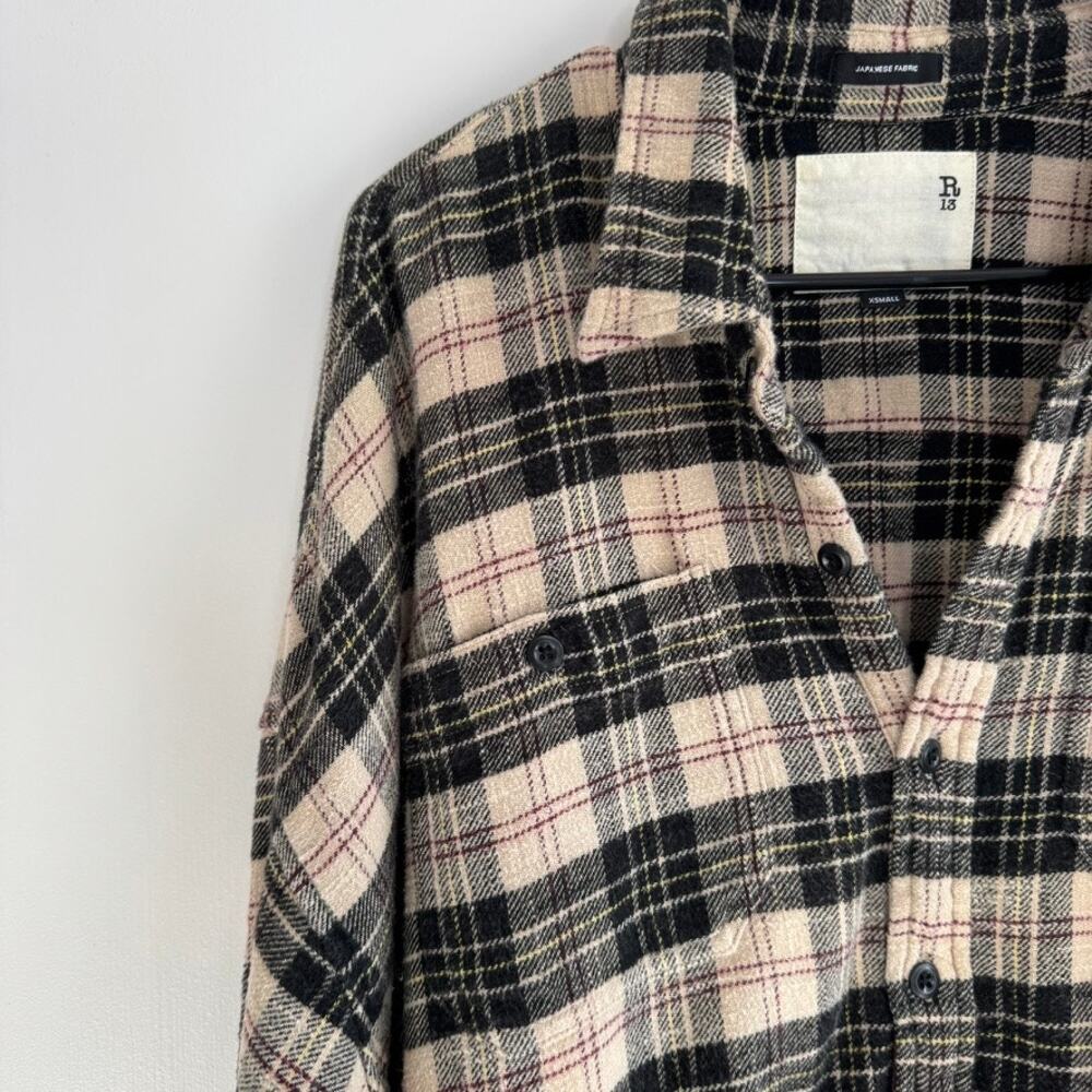 R13 Plaid Gathered Hem Workshirt Size XS - Picture 6 of 13